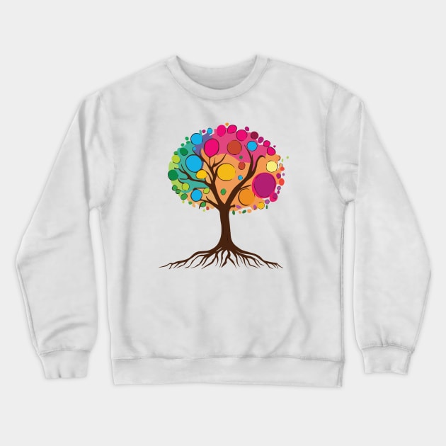 Tree of life with roots and colorful leaves 02 Crewneck Sweatshirt by SPJE Illustration Photography